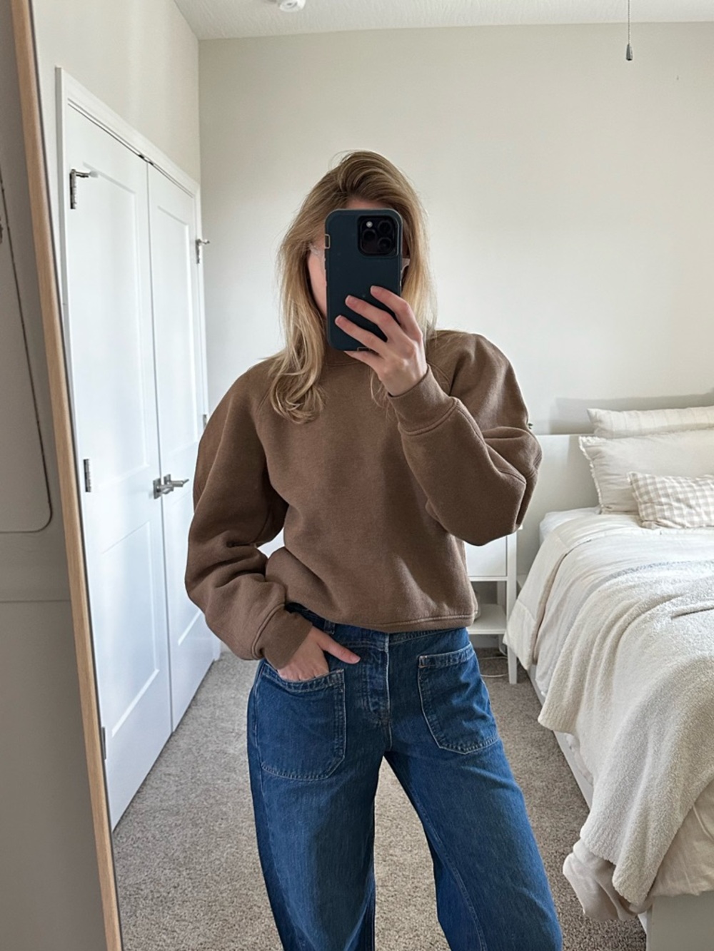 Agolde XS Tan Crewneck Sweatshirt